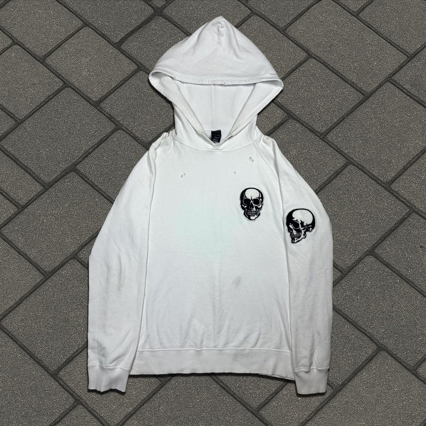 SS04 Number (N)ine White Double Skull Hoodie