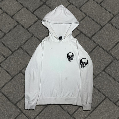 SS04 Number (N)ine White Double Skull Hoodie