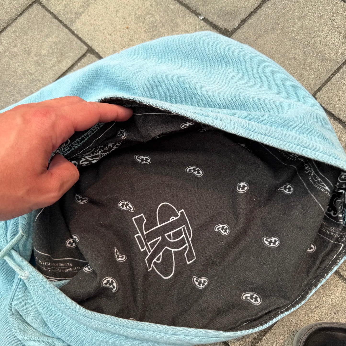 AW04 Raf Simons Seafoam Reverse Paisley Hoodie
