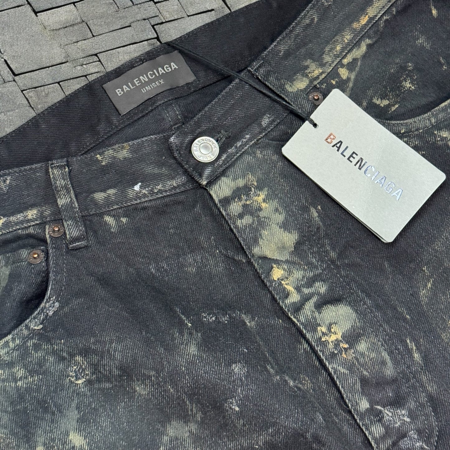 SS23 Balenciaga Thrashed Mud Jeans