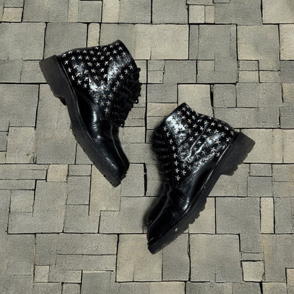 AW15 Saint Laurent Paris Star Studded Combat Boots