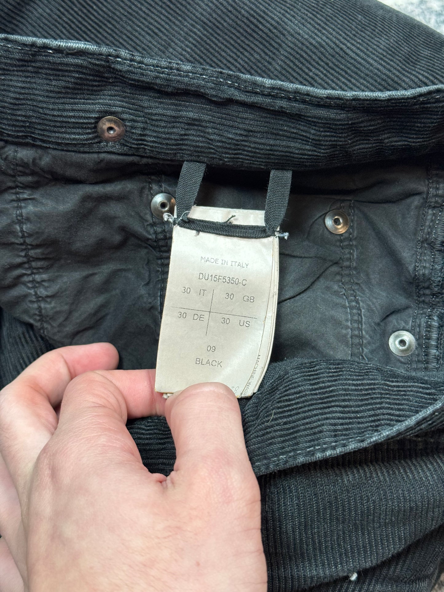 Rick Owens Olmar & Mirta Corduroy Detroit Cut Denim