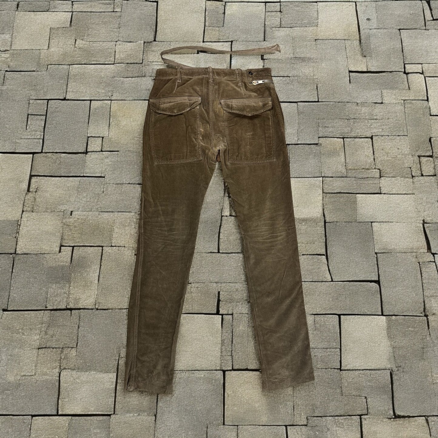 SS08 Rick Owens Brown Velour Double Layer Aircut Pants