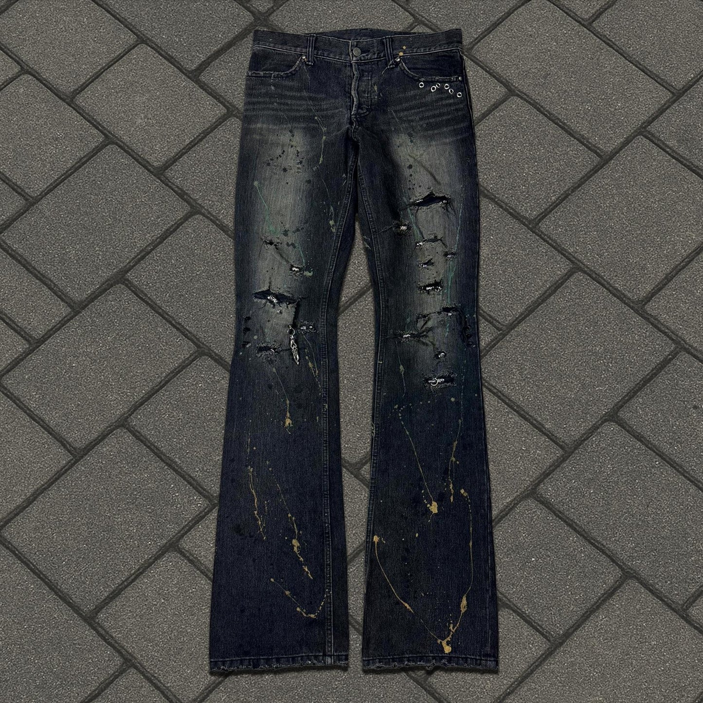 Shellac Pierced Black Flared Denim