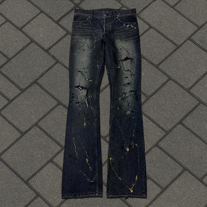 Shellac Pierced Black Flared Denim