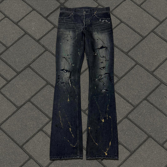 Shellac Pierced Black Flared Denim