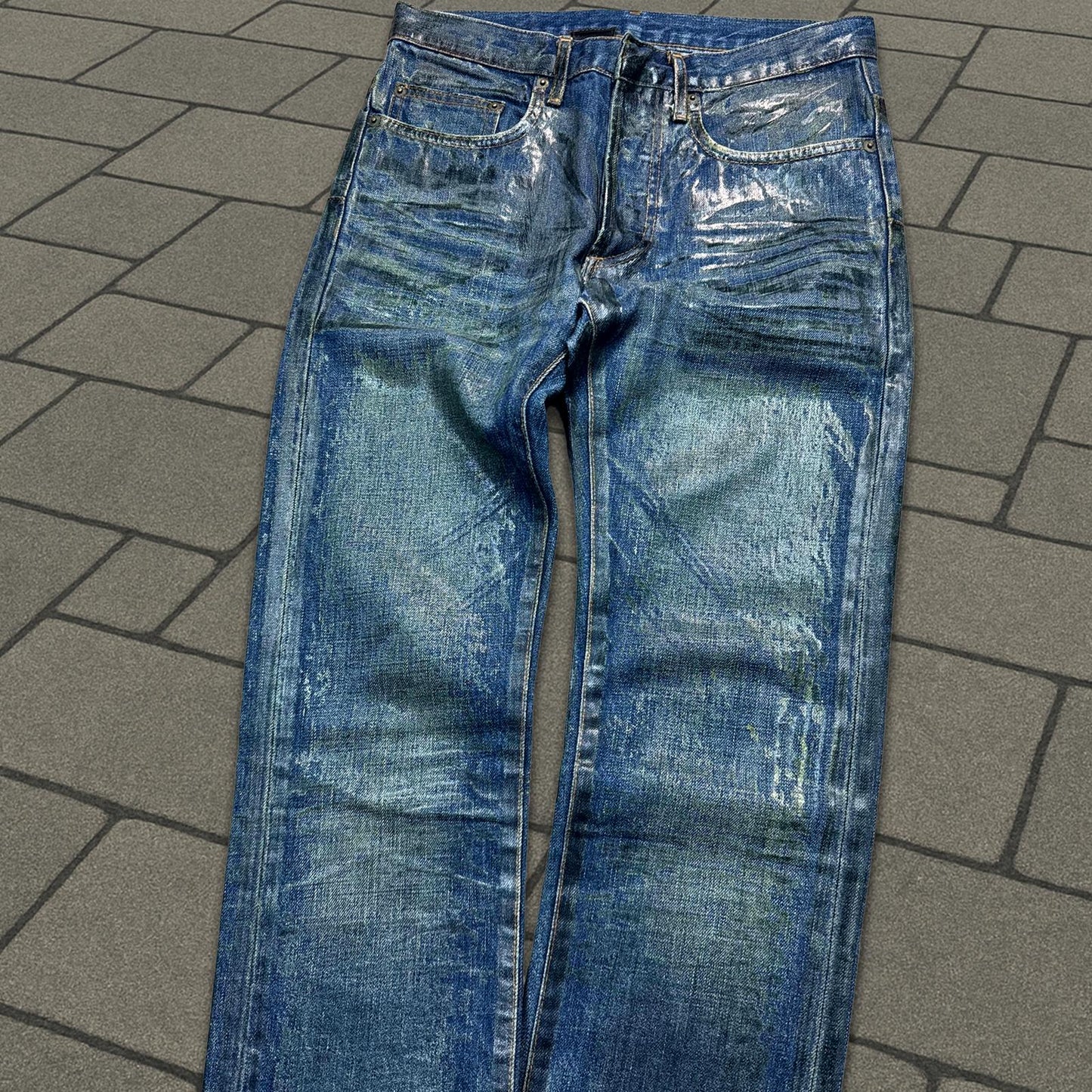 AW05 Dior Homme Green Wax Luster Denim