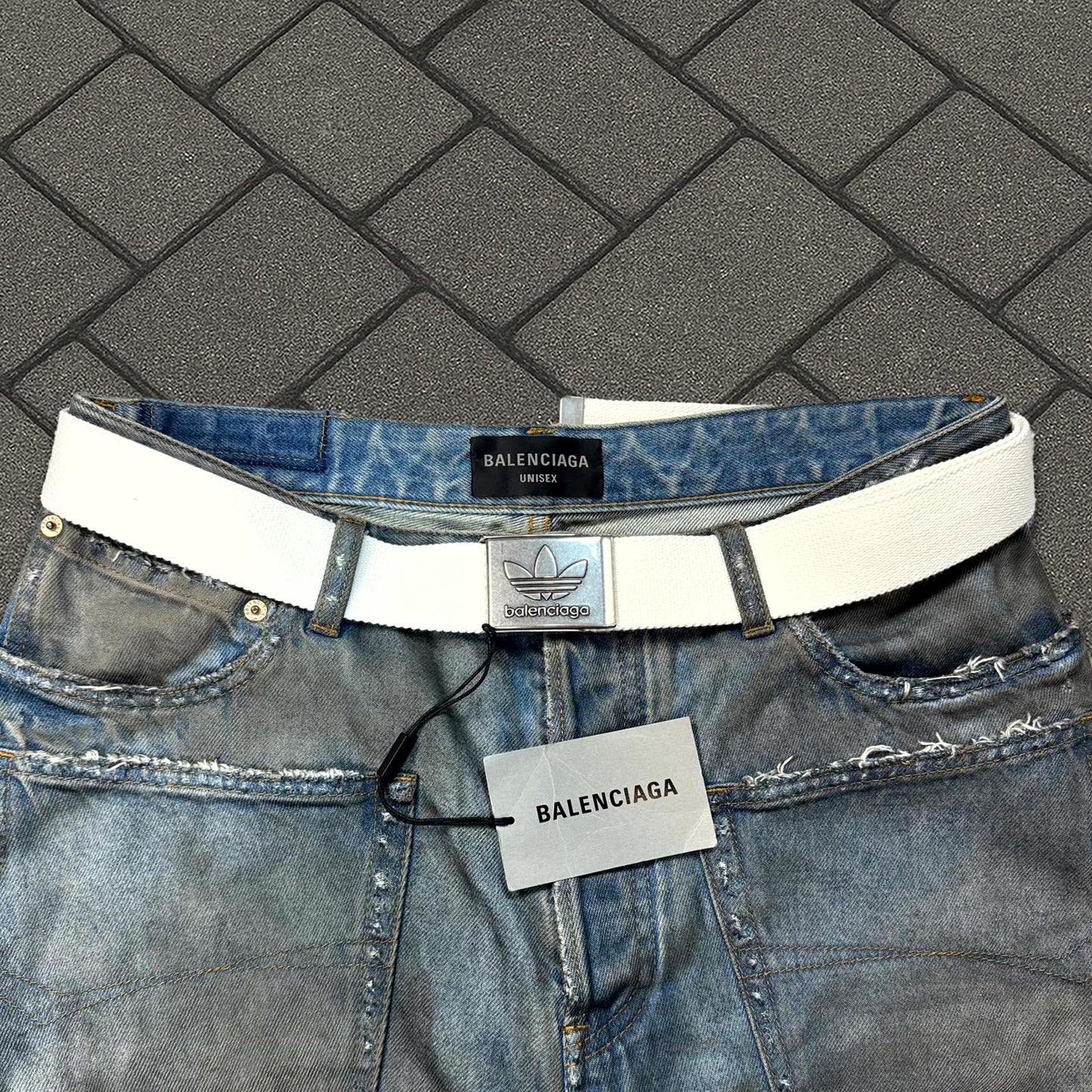 Balenciaga Adidas White Trefoil Belt