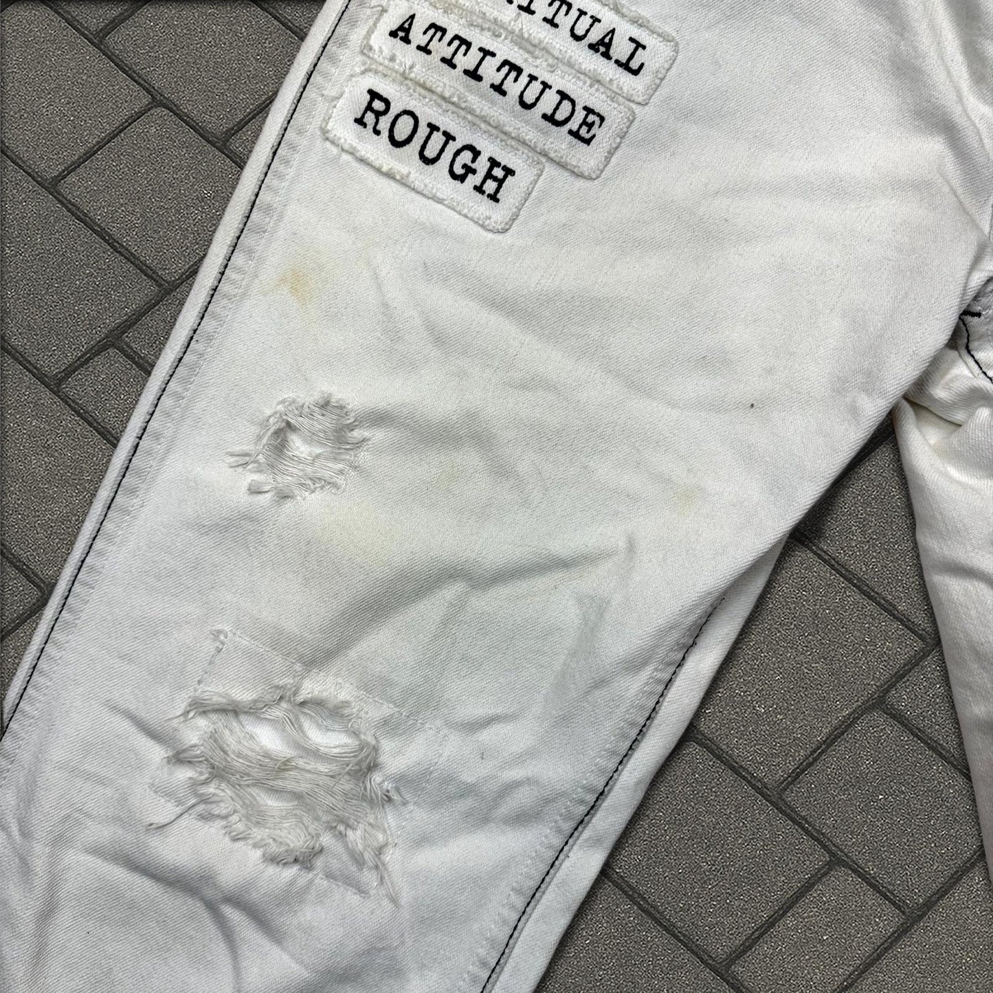 SS02 Number Nine White Modern Age Patchwork Denim