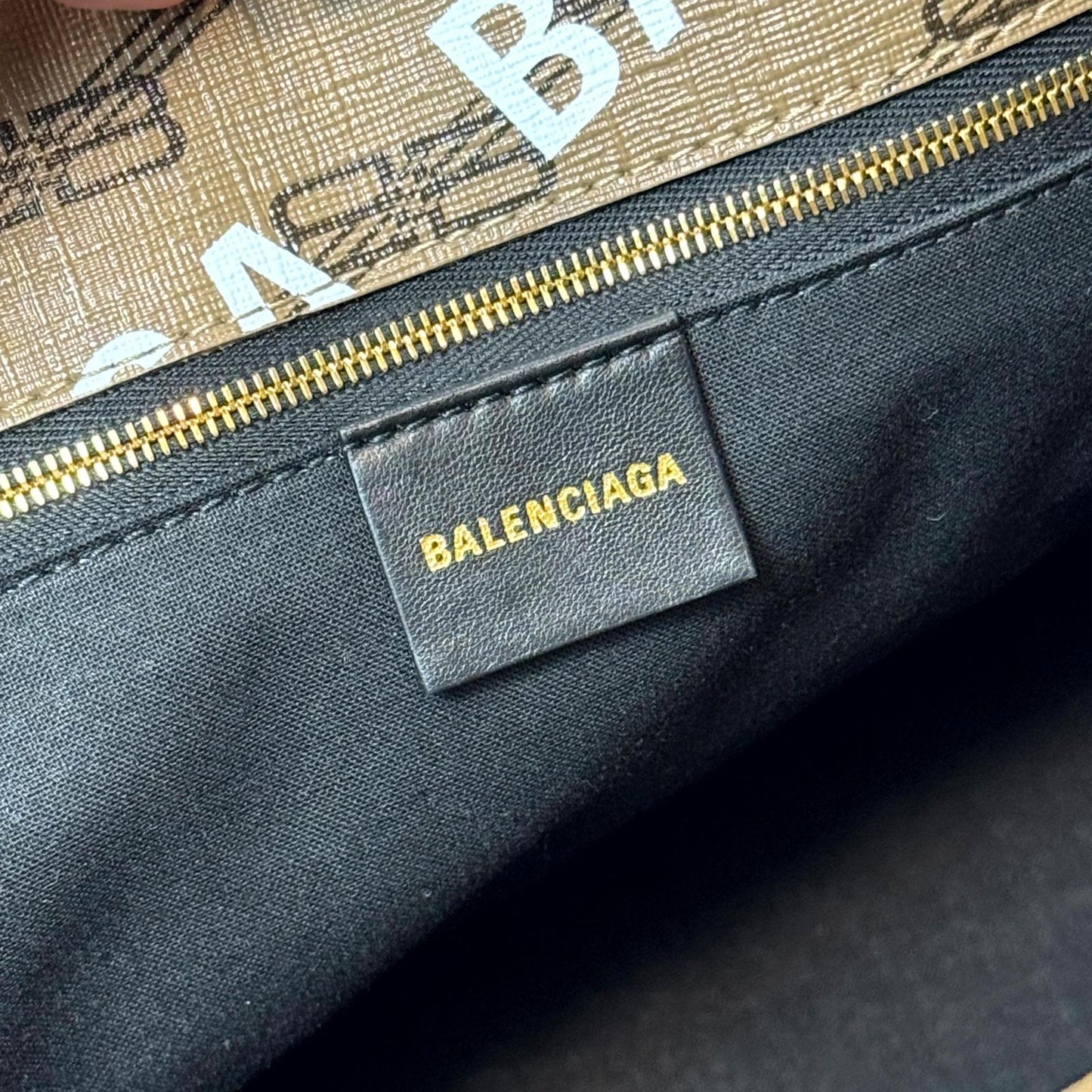 Balenciaga Brown Monogram Leather Tote Bag