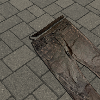 SS09 Rick Owens Gold Wax Strutter Banana Cut Denim