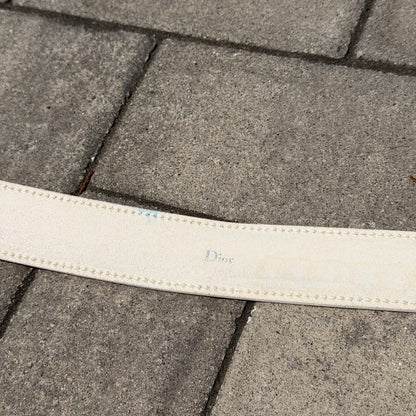 SS05 Dior Homme White Leather D Point Belt