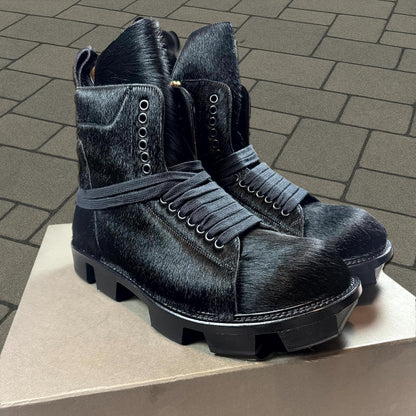 FW13 Rick Owens ‘Plinth’ Black Pony Hair Megatooth Boots