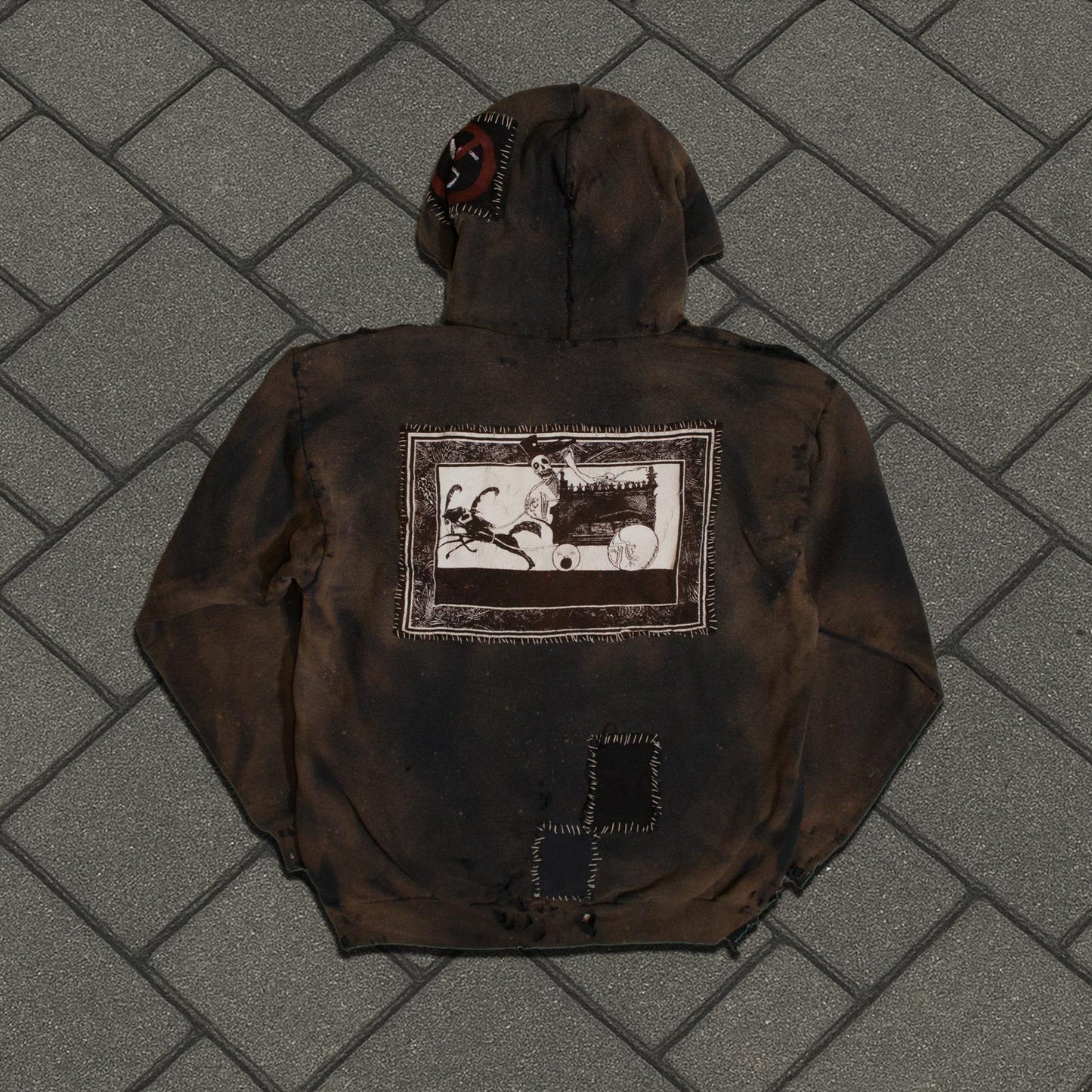 Thrashed Punk Patchwork Hoodie