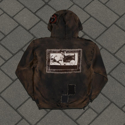 Thrashed Punk Patchwork Hoodie
