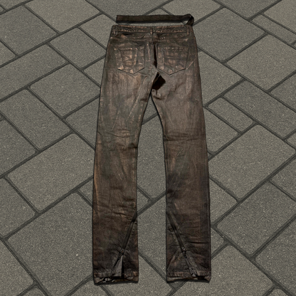 SS09 Rick Owens Gold Wax Strutter Banana Cut Denim