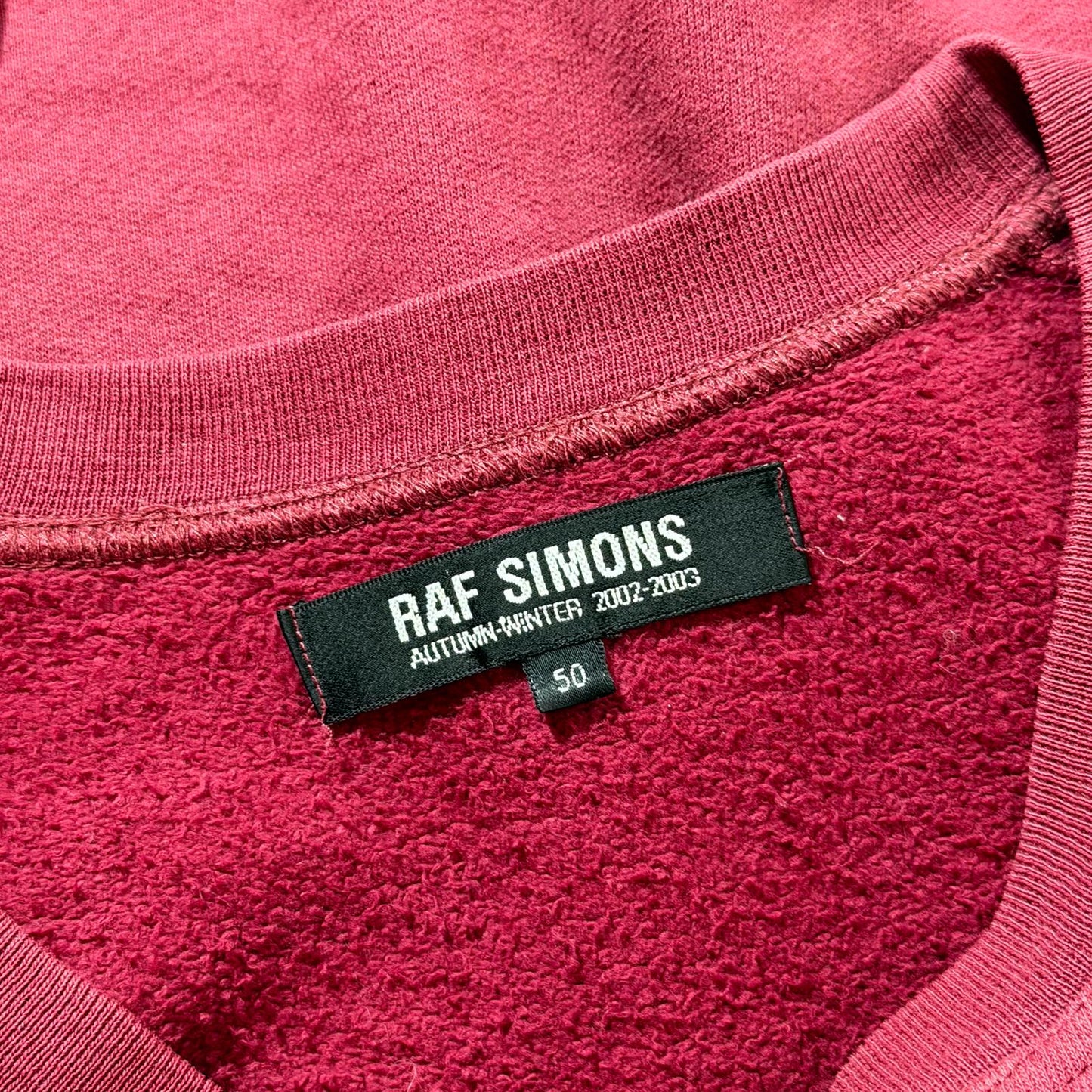 AW02 Raf Simons Red Virginia Creeper Colligate Crewneck