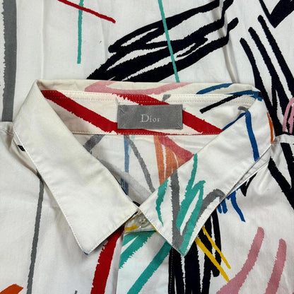 SS15 Dior Homme White Scribble Button Up Shirt