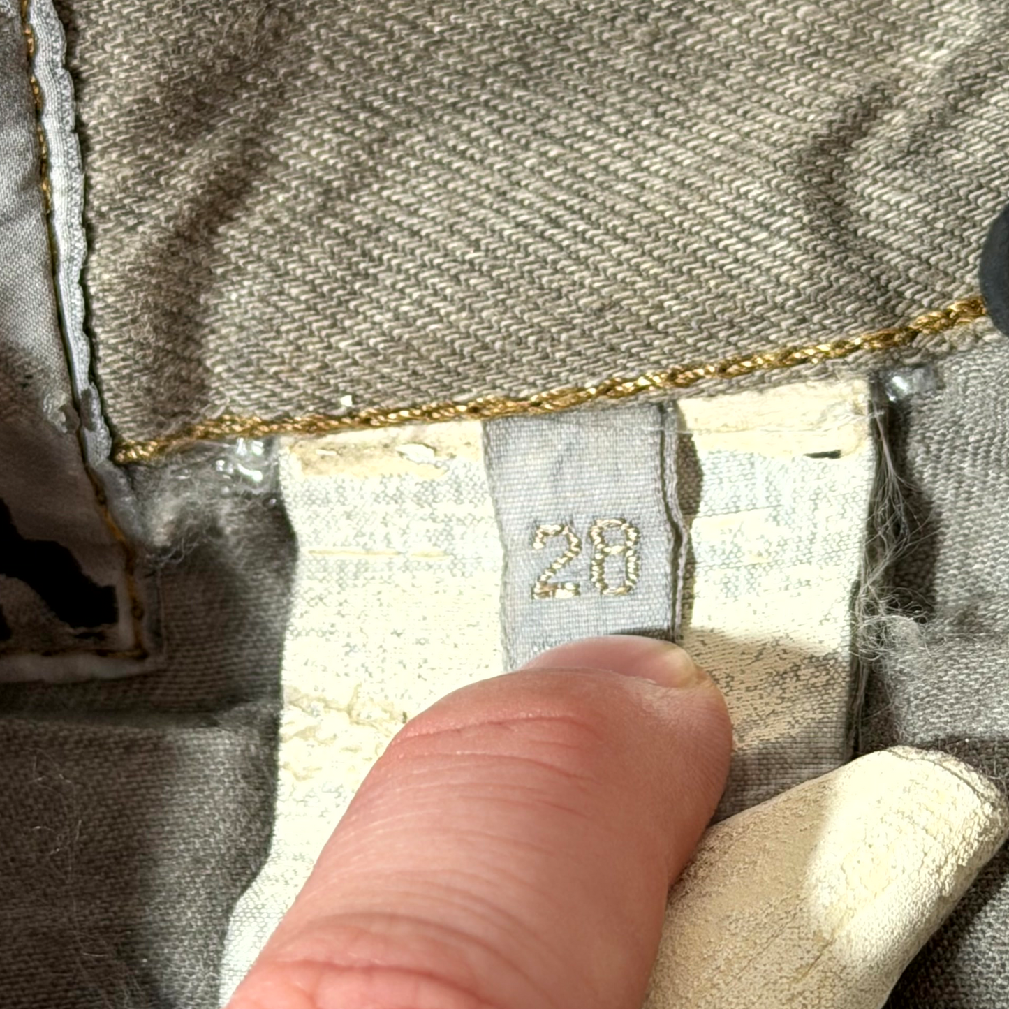 SS09 Rick Owens Gold Wax Strutter Banana Cut Denim