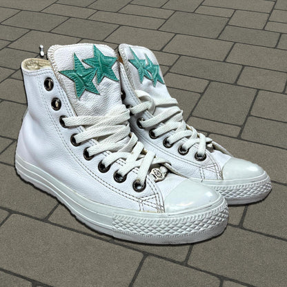 Chrome Hearts Seafoam Green Crocodile Patch Leather Converse
