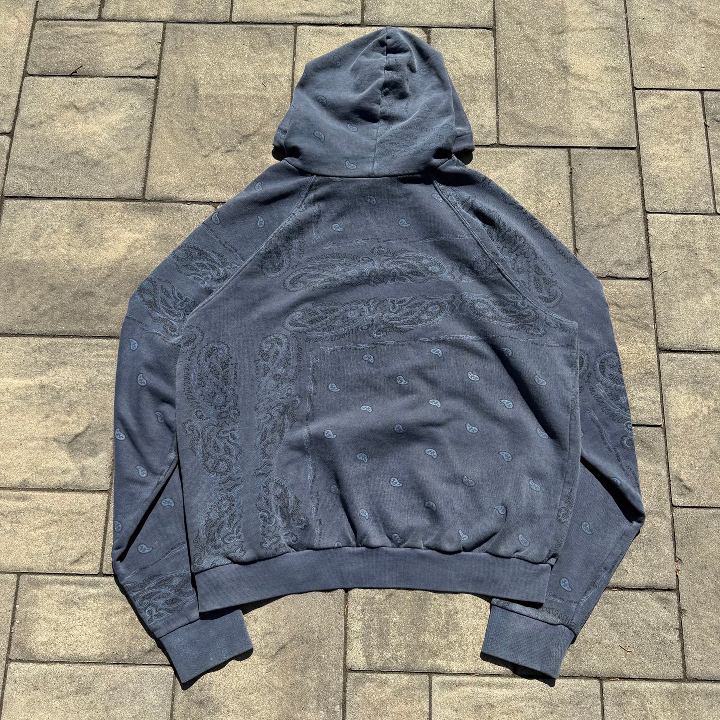 AW04 Raf Simons Blue Pocketless Paisley Hoodie