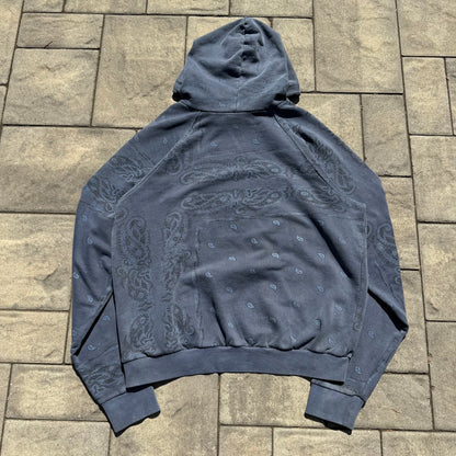 AW04 Raf Simons Blue Pocketless Paisley Hoodie