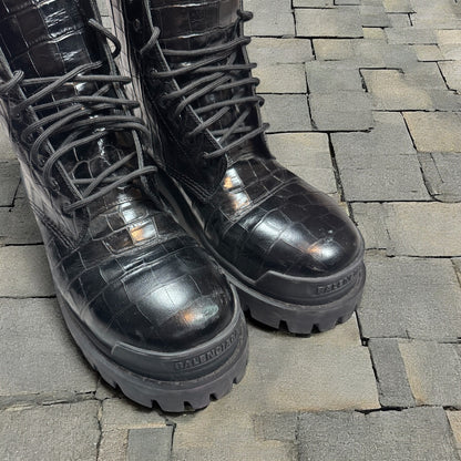 Balenciaga Crocodile Skin Strike Boots
