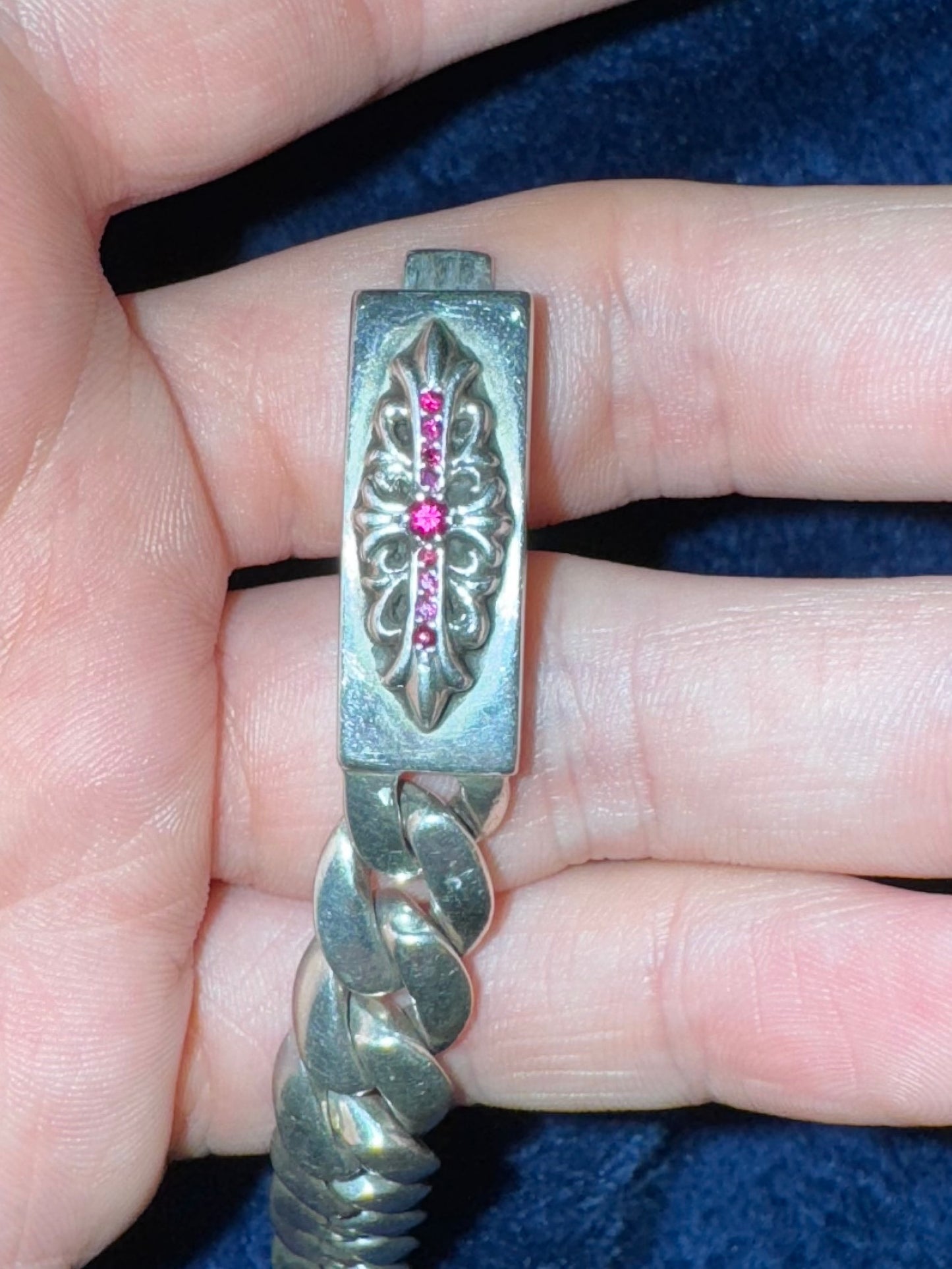 Chrome Hearts Pink Sapphire Mini ID Bracelet