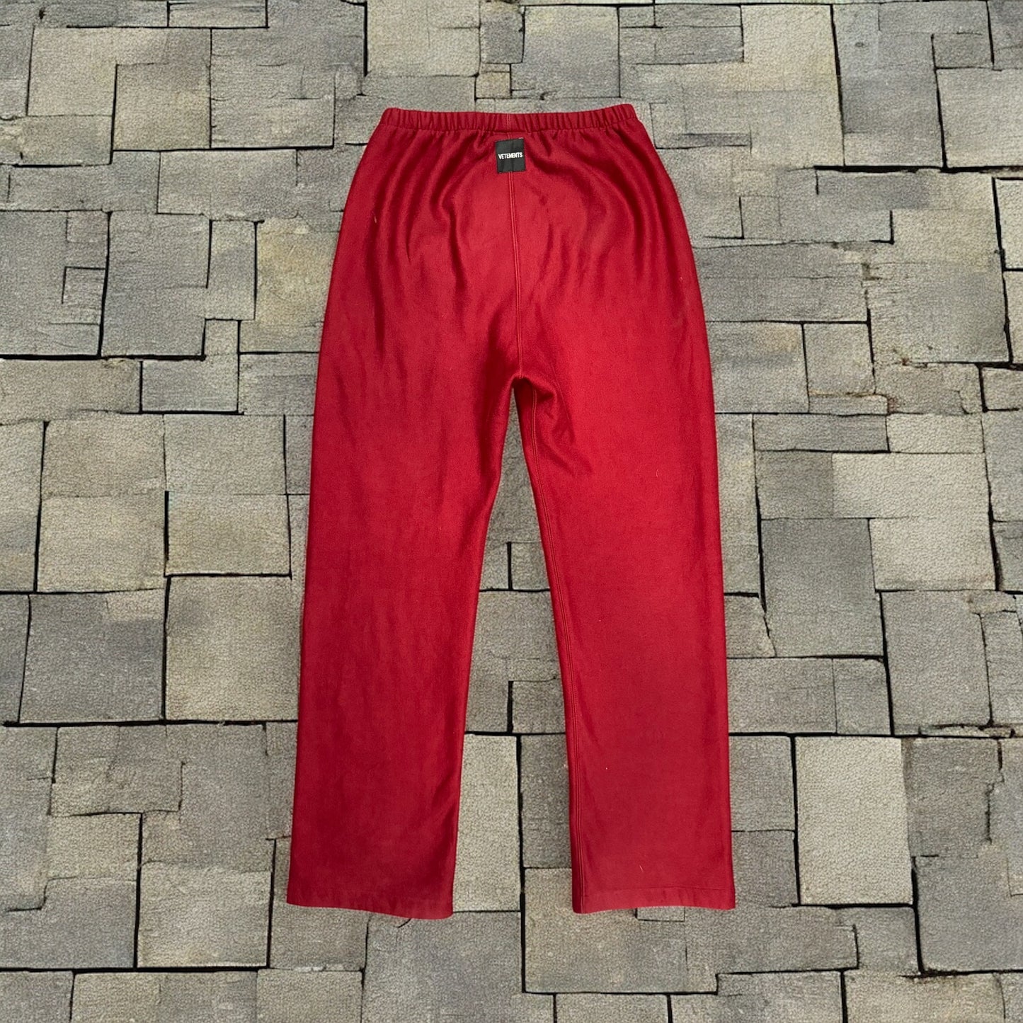 AW18 Vetements Red Spellout Sweatpants