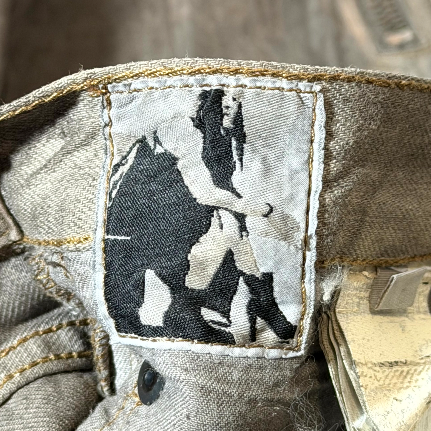 SS09 Rick Owens Gold Wax Strutter Banana Cut Denim
