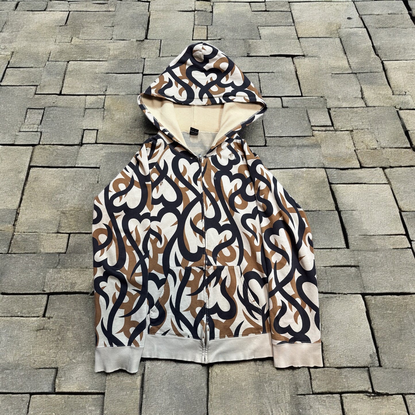 AW04 Number Nine Beige Tribal Zip Up
