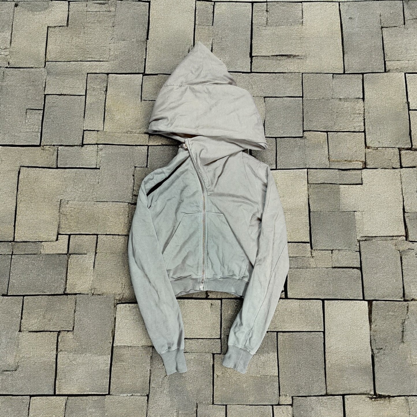 Rick Owens Cropped Grey Mountain Hoodie