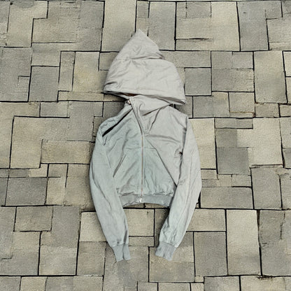 Rick Owens Cropped Grey Mountain Hoodie