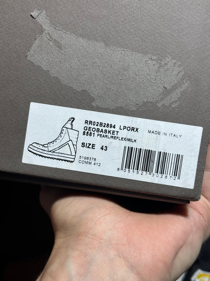 Rick Owens Pearl Grey Reflective Geobaskets