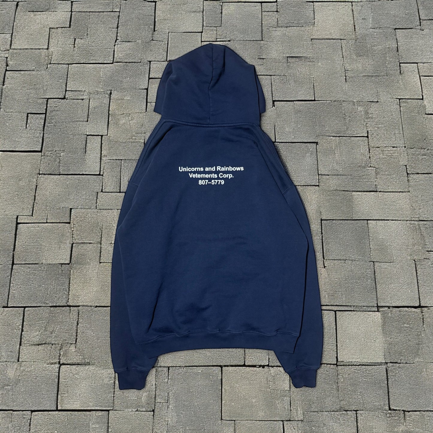 Vetements Navy Unicorn Hoodie