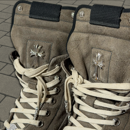 Rick Owens Chrome Hearts Rhodium Geobasket Sneakers