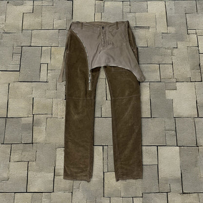 SS08 Rick Owens Brown Velour Double Layer Aircut Pants