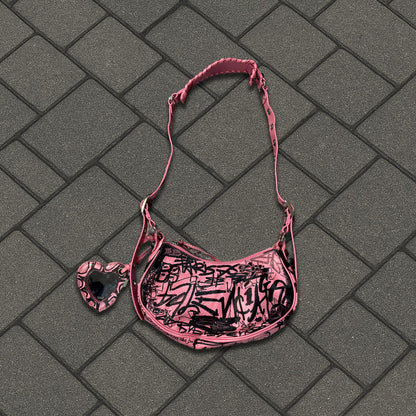 2022 Balenciaga Pink Graffiti Le Cagole Handbag