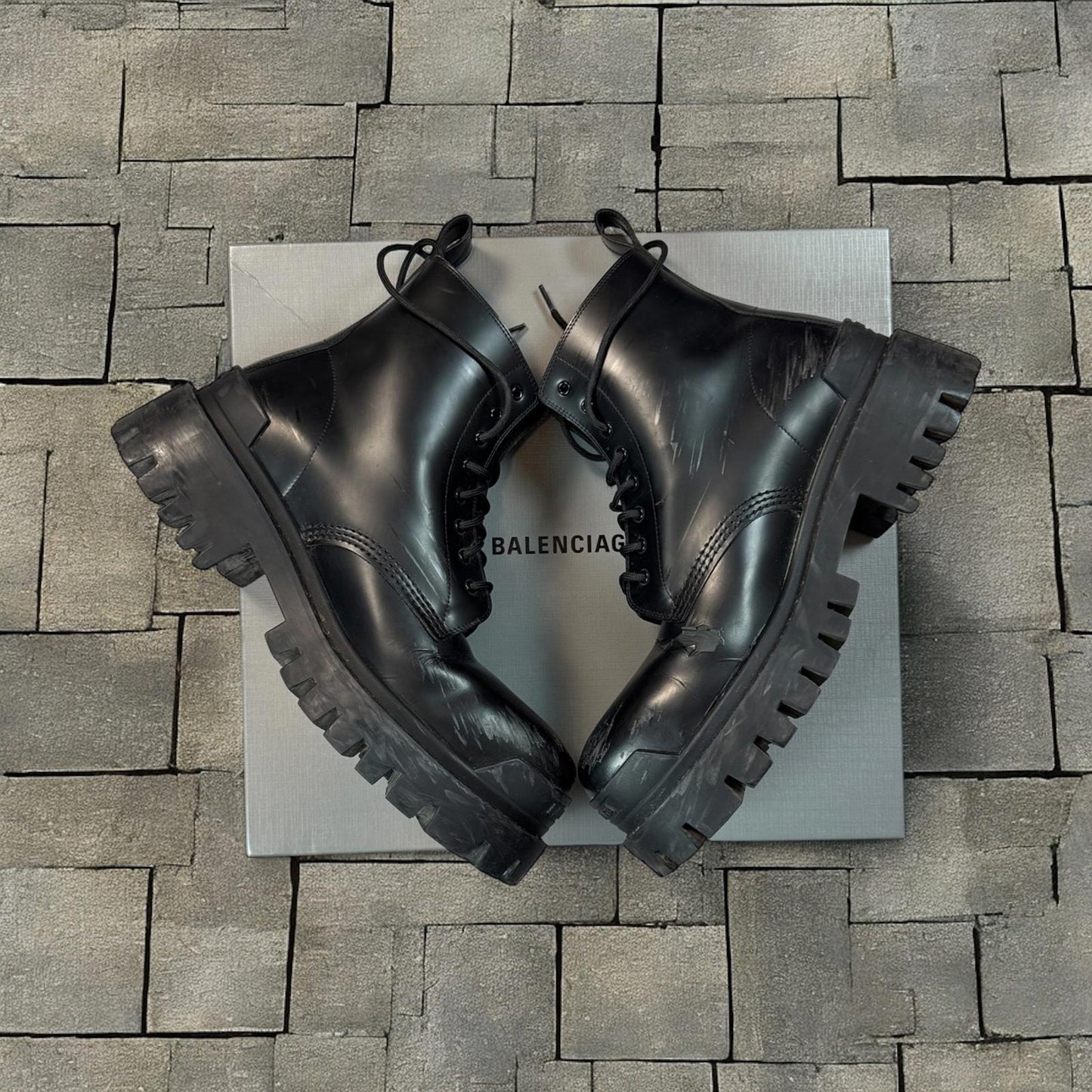 Balenciaga Calfskin Black Strike Boot