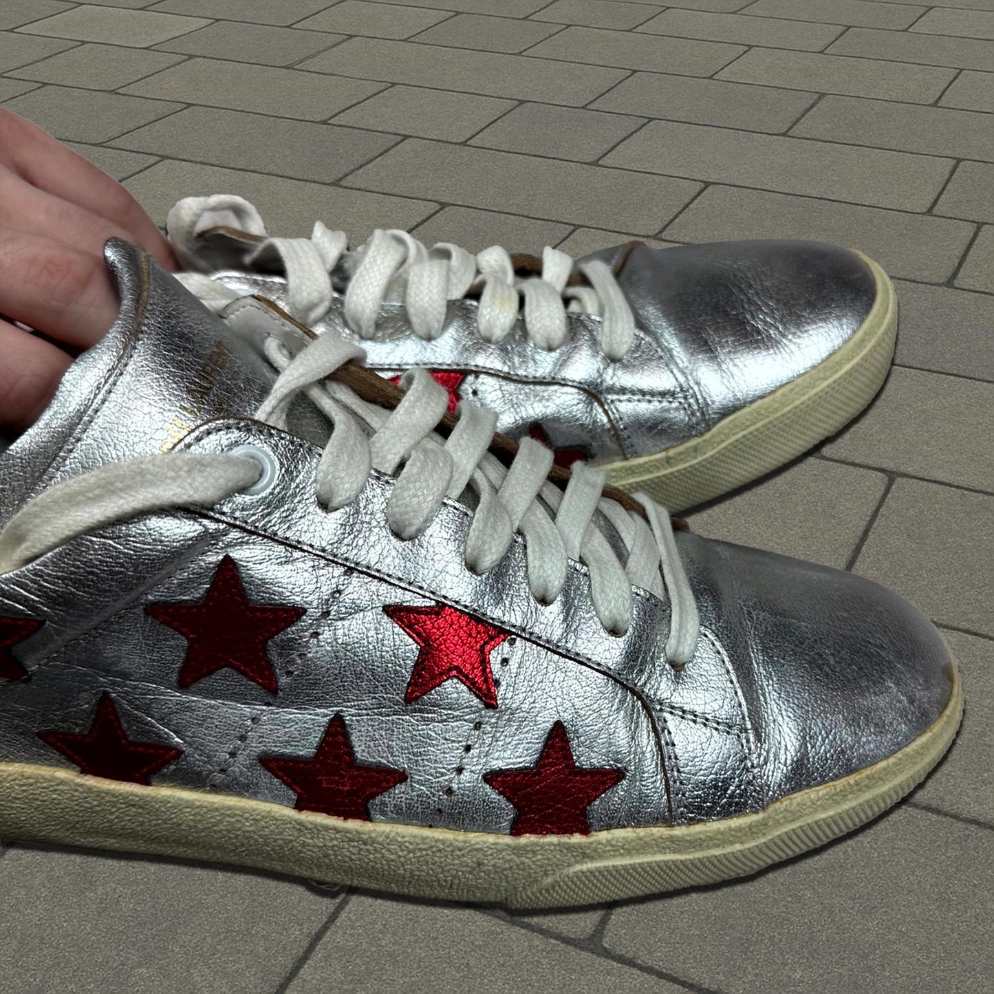 Saint Laurent Paris Silver Star Sneakers