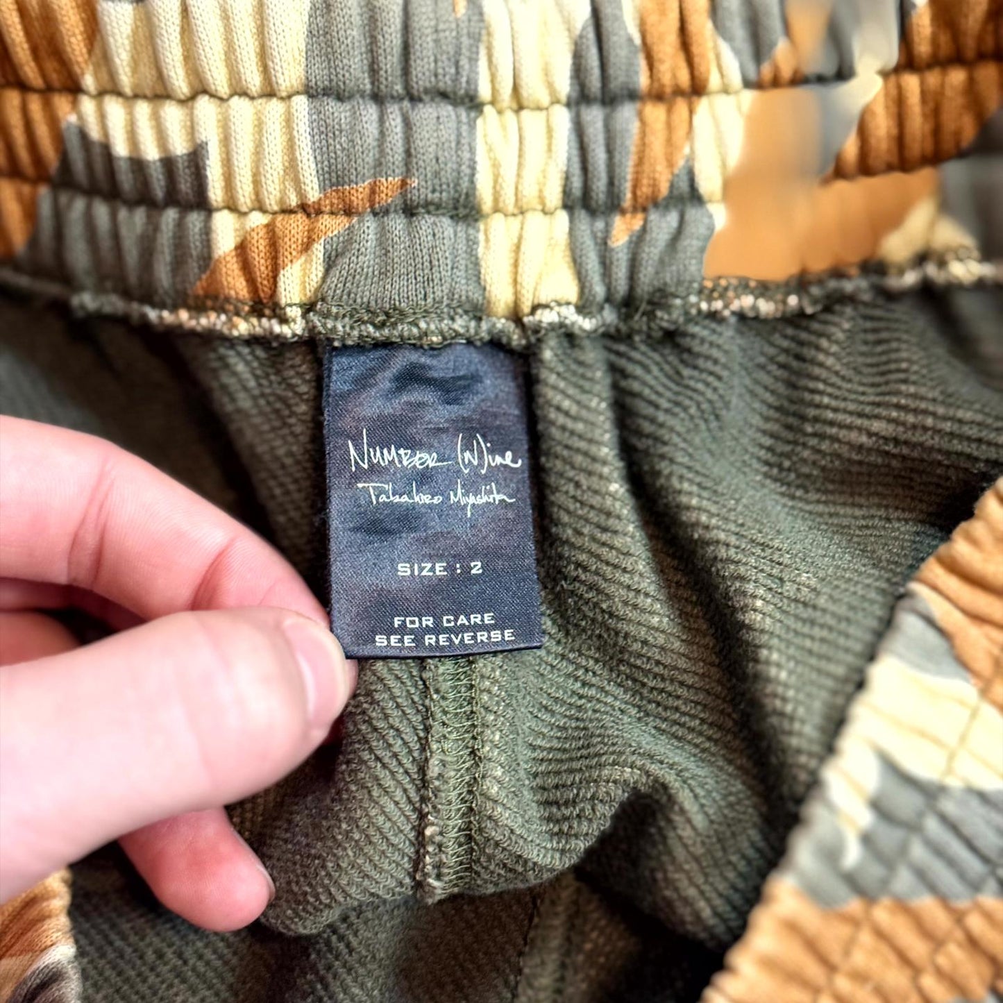 AW04 Number (N)ine Green Tribal Camo Shorts