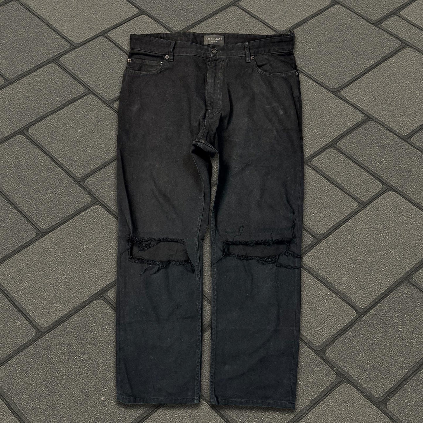 SS23 Balenciaga Black Wide Leg Denim