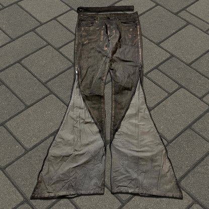 SS09 Rick Owens Gold Wax Strutter Banana Cut Denim