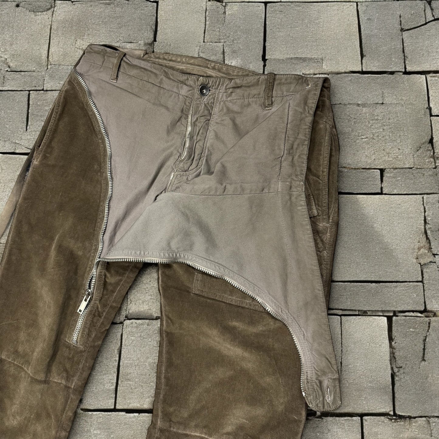 SS08 Rick Owens Brown Velour Double Layer Aircut Pants
