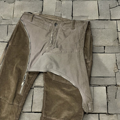SS08 Rick Owens Brown Velour Double Layer Aircut Pants