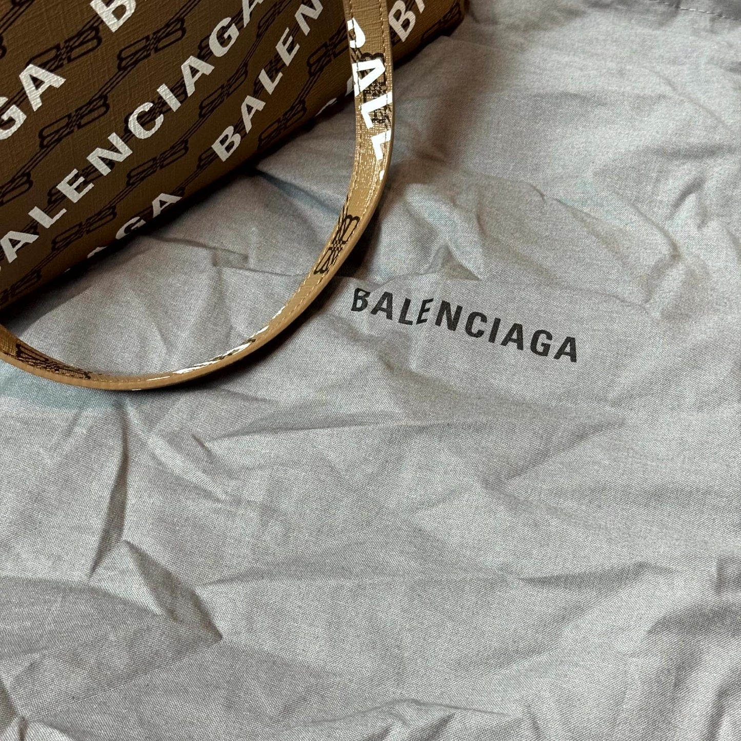 Balenciaga Brown Monogram Leather Tote Bag