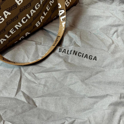 Balenciaga Brown Monogram Leather Tote Bag