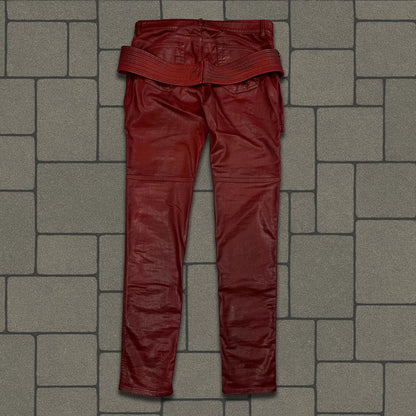 SS21 Rick Owens Dark Cherry Waxed Creatch Cargos