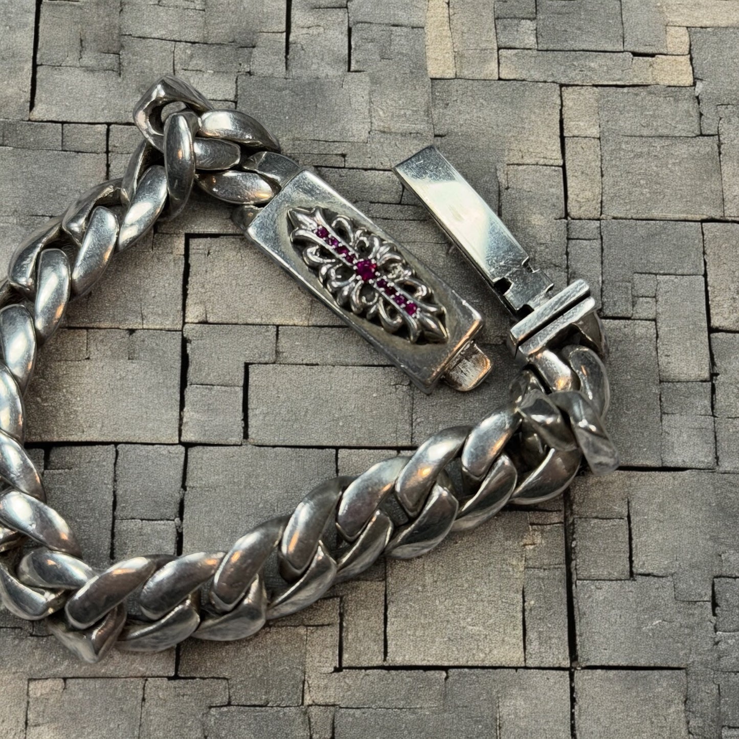 Chrome Hearts Pink Sapphire Mini ID Bracelet