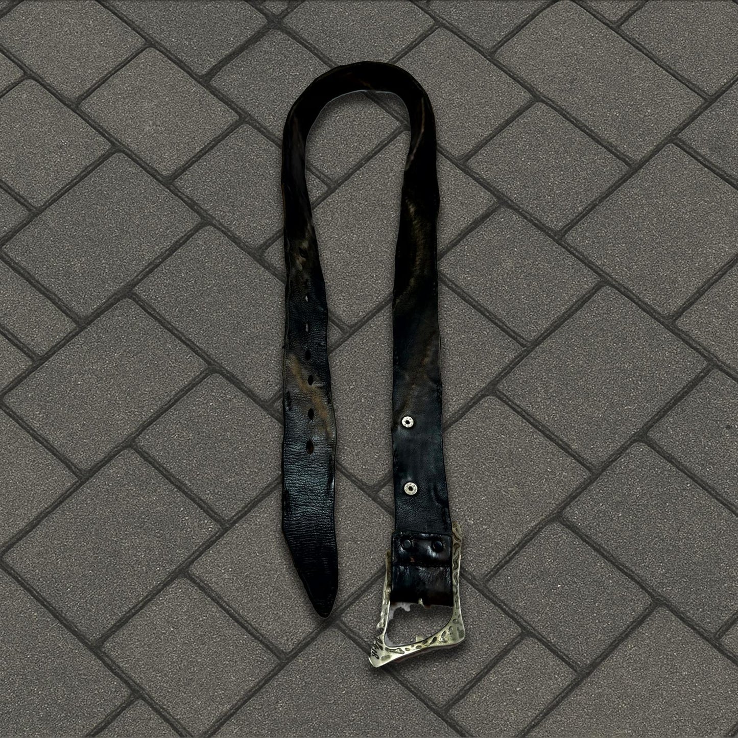 14th Addiction Scar Stitch Crocodile Leather Belt